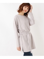 【M-L】ベルテッドチュニックニット/ライトグレー(011)