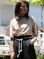 【Marie Hill】リネンライクタックブラウス/ベージュ