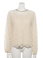 【Rewde】総レースパイピングブラウス（0R13-02105）/ベージュ