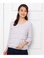 【S-3Lまで/洗濯機可/ジャージ裏地】ティアードブラウス/ライトグレー(011)