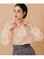 【Settimissimo】 フロントステッチフリルデザインブラウス/ベージュ(005)