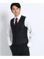 【Sサイズ〜】シャイニーヘリンボンストライプ ベスト/ブラック(319)