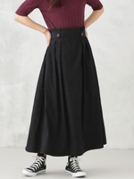 【WEB限定】スエードライクサイドタブフレアスカート/ブラック