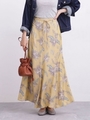 【WEB限定】ボタニカル柄フレアマキシスカート/イエロー