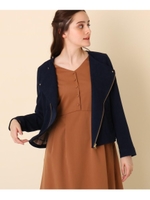 【WEB限定プライス/WEB限定サイズ(LL)あり】スウェード調ノーカラージャケット/ネイビー(093)