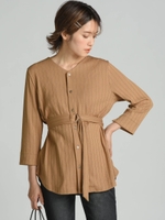 【Willful by lipstar】ワイドテレコ2WAYカットソー/キャメル