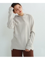 【ウォッシャブル】フロントカットデザインスウェットパーカー/ライトベージュ(051)