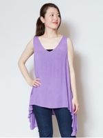 【チャイハネ】yul Vネックドレープノースリーブトップス/ラベンダー