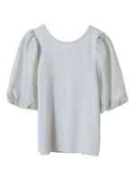 【ニット】シアーボリュームスリーブバックリボンニット/ライトグリーン