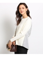 【ハンドウォッシュ】バック布帛ワイドリブ異素材ニット/オフホワイト(103)