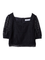 【ブラウス】レース切替ブラウス/ブラック