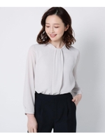 【ママスーツ/入学式/卒業式/スーツ/セレモニー】ボウタイ風ブラウス/ライトベージュ(051)