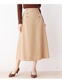 【洗える・34(SS) 42(LL)WEB限定サイズ】LANATEC　ツイルマリンフレアスカート/ベージュ(052)