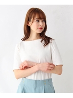 【洗える・34(SS)、42(LL)WEB限定サイズ】SUPIMA　COTTON　リブカットソー/ホワイト(001)