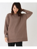 【洗える・42(LL)WEB限定サイズ】ボートネック畦ニットプルオーバー/タバコブラウン(054)