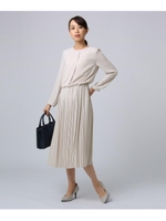 【洗える】アムンゼンプリーツワンピース/ベージュ(052)