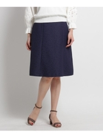 【洗える】フィルムジャカードスカート/ネイビー(493)