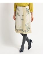 【洗える】フラワープリントサイドタックスカート/ベージュ(152)