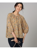 【洗える】フラワーラグランスリーブブラウス/キャメル(141)