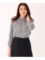 【洗える】ミニフラワー柄ブラウス/ブラック(119)