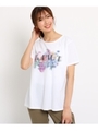 【洗える】花柄プリントＴシャツ/アイボリー(004)