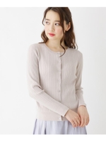 【洗える】抗菌防臭ランダムリブニットカーディガン/ライトベージュ(051)