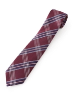 【洗濯OK】チェック柄ネクタイ/結婚式、セレモニー、パーティー、フォーマル、ドレス/ワインレッド(063)