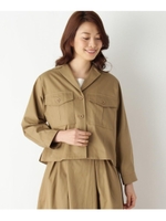 【洗濯機洗いOK】オープンカラーダブルポケットジャケット/タバコブラウン(054)