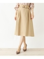 【大きいサイズあり・13号・15号】innowave リネン風フレアスカート/ライトベージュ(051)