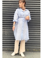 ◆シースルーシャツガウンワンピース/ライトブルー(110)