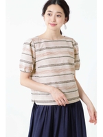 ◆ステッチジャカードブラウス/ベージュ(040)