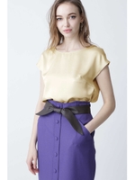 ◆ピーチサテンTブラウス/グレー(020)