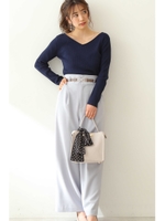 ◆ベルト付きワイドパンツ/ブルー(110)