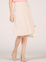 ≪手洗い可能≫ウォッシャブルツイードフレアスカート/ベージュ