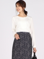 ≪洗濯機で洗える≫ストレッチジョーゼットフリルブラウス/オフホワイト