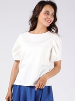 ≪大きいサイズ≫袖タックカットソー/ホワイト