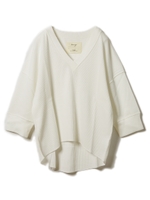 Ｖネックワッフルトップス/ホワイト