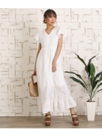 くり抜きコットンレースワンピース/ホワイト(001)