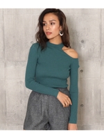 アシメオープンショルダーニットトッフ/ターコイズ(045)