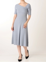 アシンメトリークロスニットワンピース/BLU