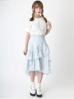 イレヘムギンガムミディスカート/ブルー