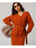 ウールカシミヤブレンドニットカーディガン/ダークオレンジ(068)