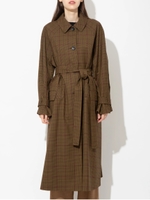 ウールギャバラグランコート/ブラウン