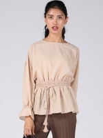 ウエストシャーリングブラウス/ベージュ