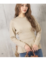 ウエストタックデザインニットトップ/ベージュ(005)