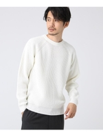 ウォッシャブルバルキークルーネックニット/ホワイト(001)
