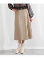 エコレザーフレアスカート/ベージュ(005)