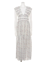 エスニックプリントワンピース/ホワイト