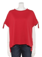 オーガニックコットン袖ロールアッププルオーバー/レッド