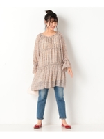 オフショルギャザーワンピース/ベージュ